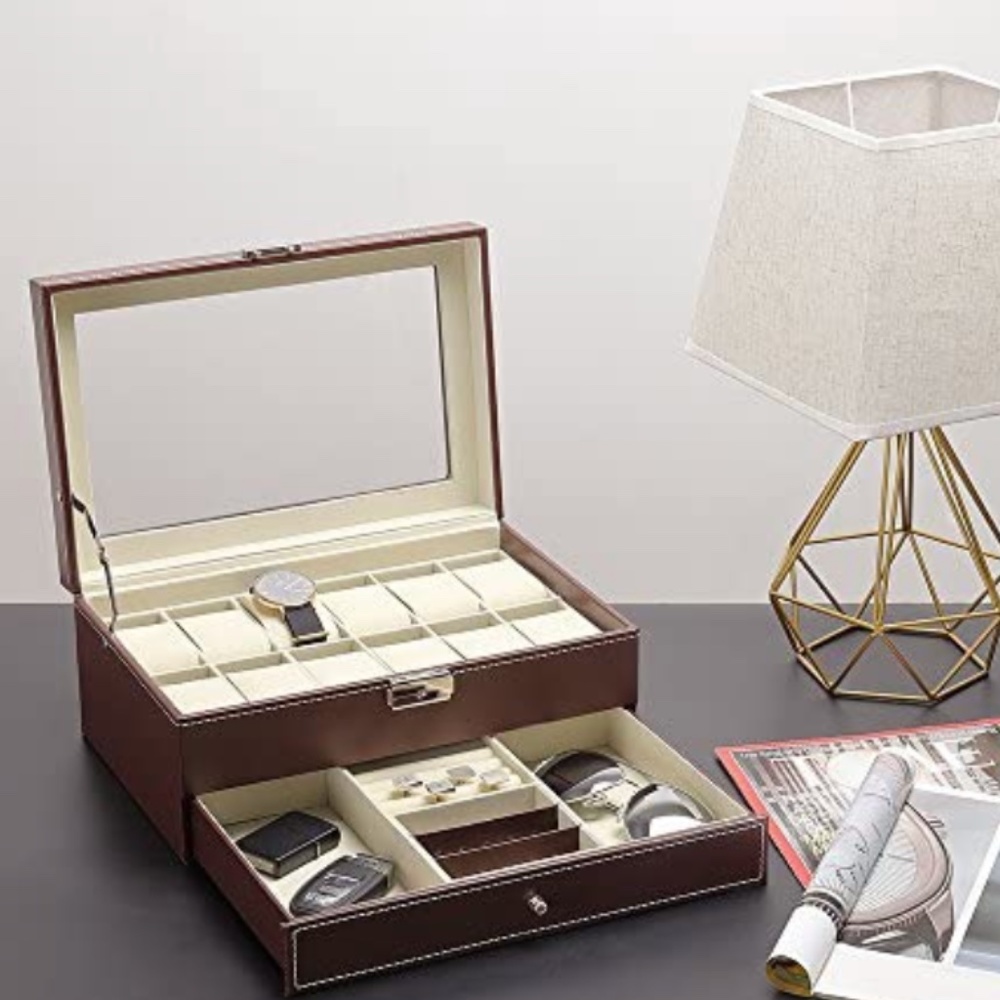 Mens’ jewelry box brown leather